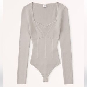 Abercrombie Corset Sweetheart Sweater Bodysuit (Gray)